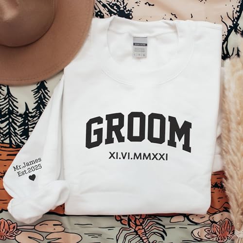 GODMERCH Personalized Embroidered Bride Sweatshirt - Mrs Sweatshirt, Engaged Bride Groom Gift, Engagement Hoodie, Wedding Gifts for Bride, Bride Gifts, Bridal Shower Gifts, Bachelorette Party Gifts2