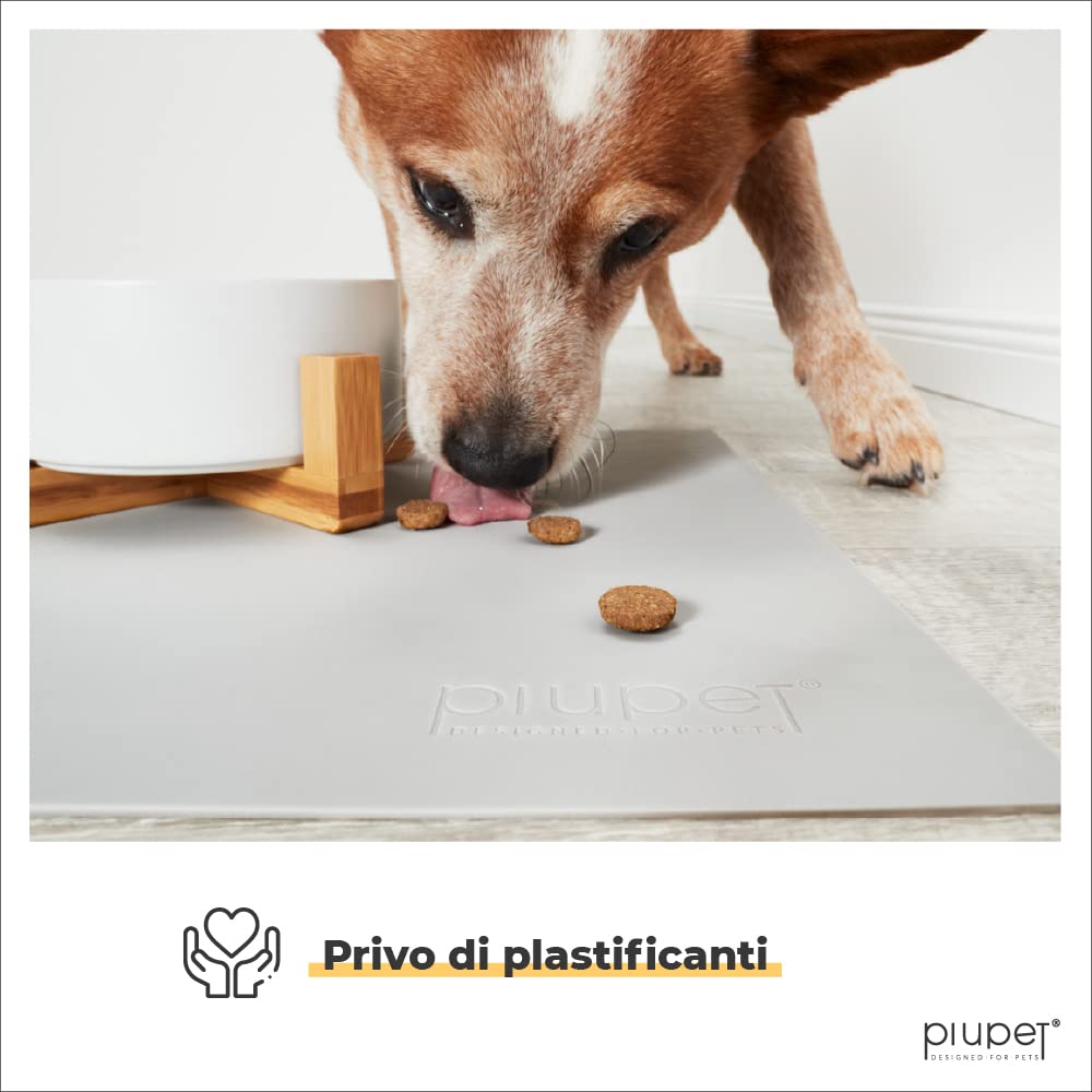 PiuPet® Tappetino per Ciotola Cani e Gatti I 60x40cm I Idrorepellente I Tappetini Sottociotola I Facile da Pulire I Tappetino Silicone Antiscivolo | Tappeto Ciotole Cane | Accessori Gatti