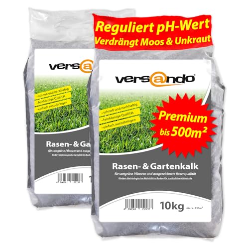 versando 20kg bis 500m² Rasenkalk & Gartenkalk: verdrängt Moos Unkraut Pilze fördert Boden & Wurzelentwicklung ideal für Rasen mit Langzeitwirkung - Premium Qualität