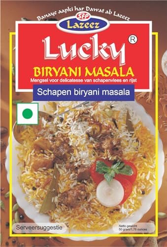 Lucky Mutton Biryani Masala – Handmade with Whole Spices | Rich, Traditional Taste | Cook Authentic Biryani at Home | Aromatic Spice Blend for Flavorful Dum Biryani | 50g.x5 [Pack of 5]