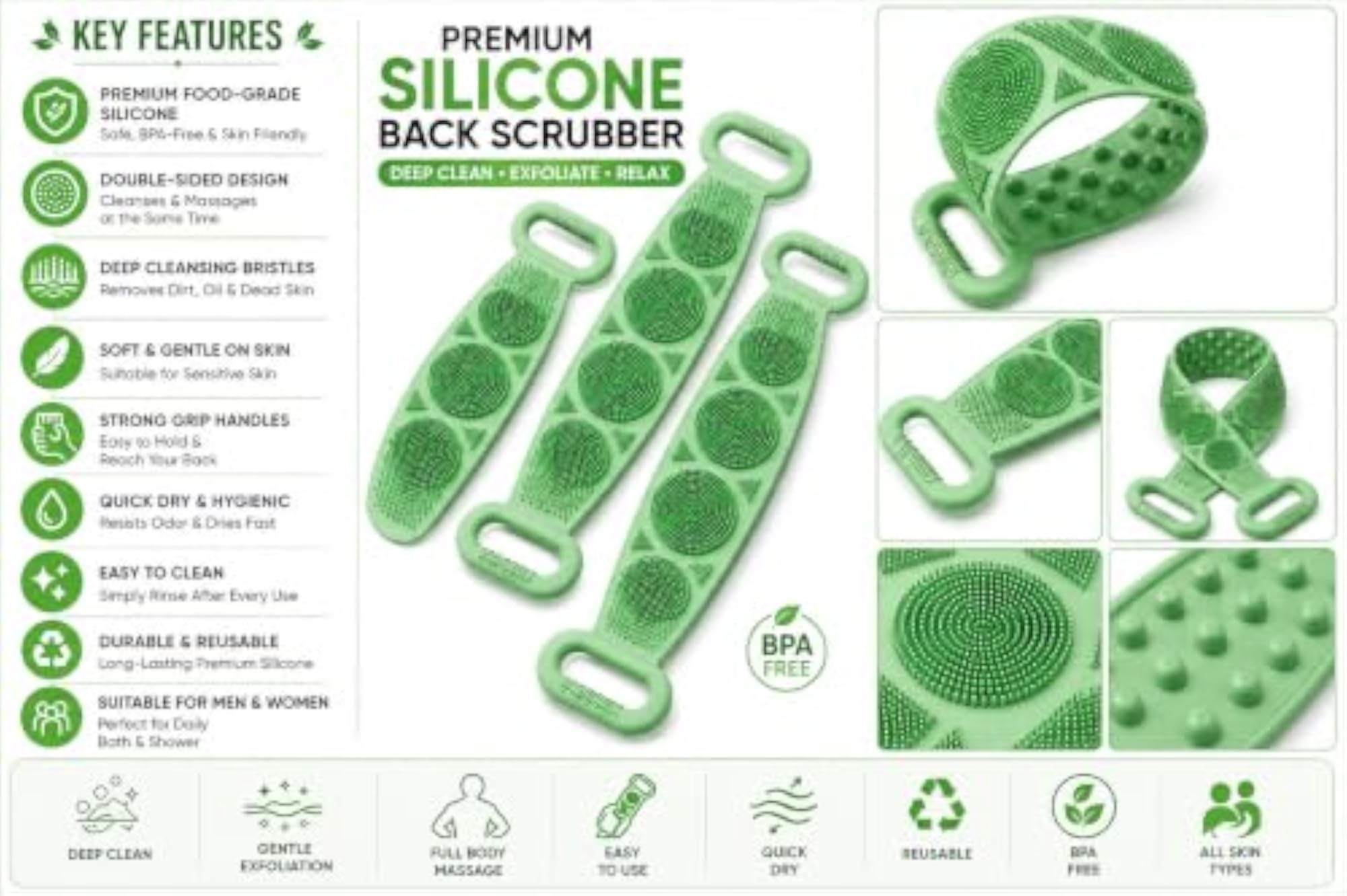 Silicone Back Bath Scrubber