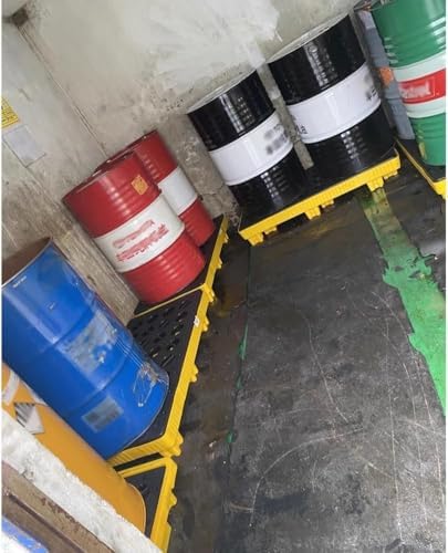 Heavy-Duty Industrial Spill Control Platform - Modular Plastic Pallet Container with Top Grates, 130x68x15cm, Perfect for Safe Liquid Storage and Waste Management