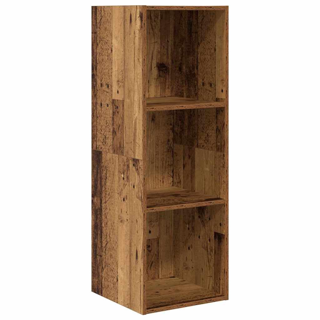 TV-Schrankset Wandmontiert 2-teilig, Altholz Optik, Holzwerkstoff, schwebendes Lowboard für Wohnzimmer, Media Center, 37x37x142,5 cm