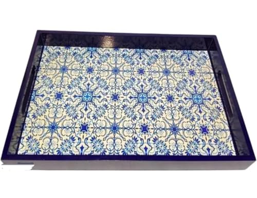 Grand plateau de service bleu marine élégant design raffiné