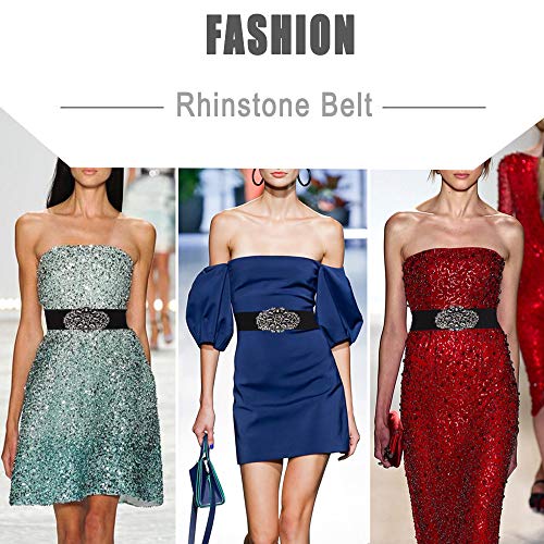 Women's Sparkly Beaded Belt Big Rhinestone Belts Wide Elastic Stretchy Belt for Dressy Gowns3