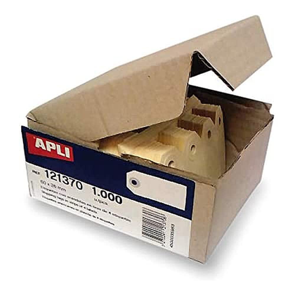 APLI 121372 – Étiquettes américaines crème 80x38 mm – Papier Bristol 160 g/​m² – Œillet renforcé – Planche de 4 – 1 000 étiquettes – Pour cadeaux, artisanat, prix, stockage