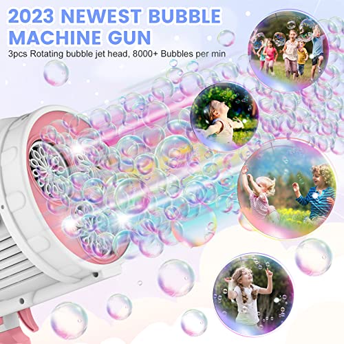 Automatic Bubble Machine Gun, 36 Holes Bubble Blaster Gun With Lights, 10 Packs Bubble Solution - Summer Outdoor Toy Gift For Kids Adults Birthday Wedding Holiday Party Favor #TOP2