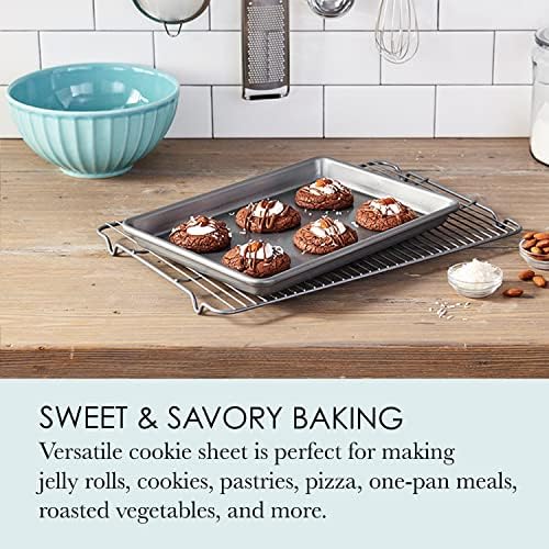 Chicago Metallic Commercial II Non-Stick Small Cookie/Baking Sheet. Perfect for making jelly rolls, cookies, pastries, one-pan meals, and more,12.25 by 8.75, Gray - Thumbnail 3