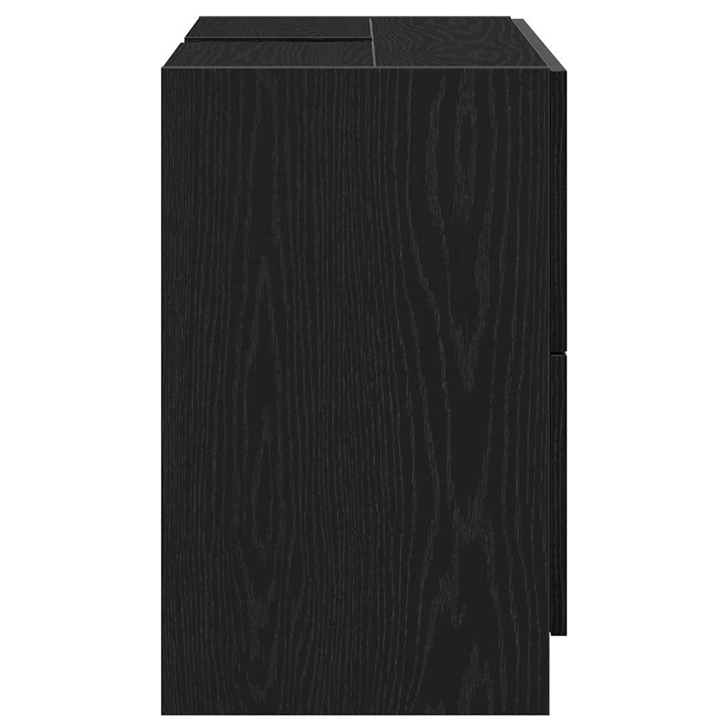 Mueble bajo lavabo para cuarto de baño, 78 x 37 x 59 cm, roble negro, diseño moderno, robusto de madera con cajón y puerta, para inodoro de invitados y baños pequeños