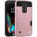 LG K10 Case, MP-Mall [Shock Absorbent] [Card Slot] Armor Hybrid Defender Rugged Protective Cover Case For LG K10 (Rose Gold)
