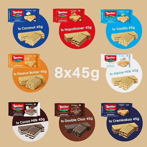 Loacker di Bontà Mix (50cm, 360g) • Geschenkbox mit knusprigen Waffelspezialitäten und Cremesorten wie Haselnuss, Vanille, Kokos & Schokolade • Waffel Snackbox