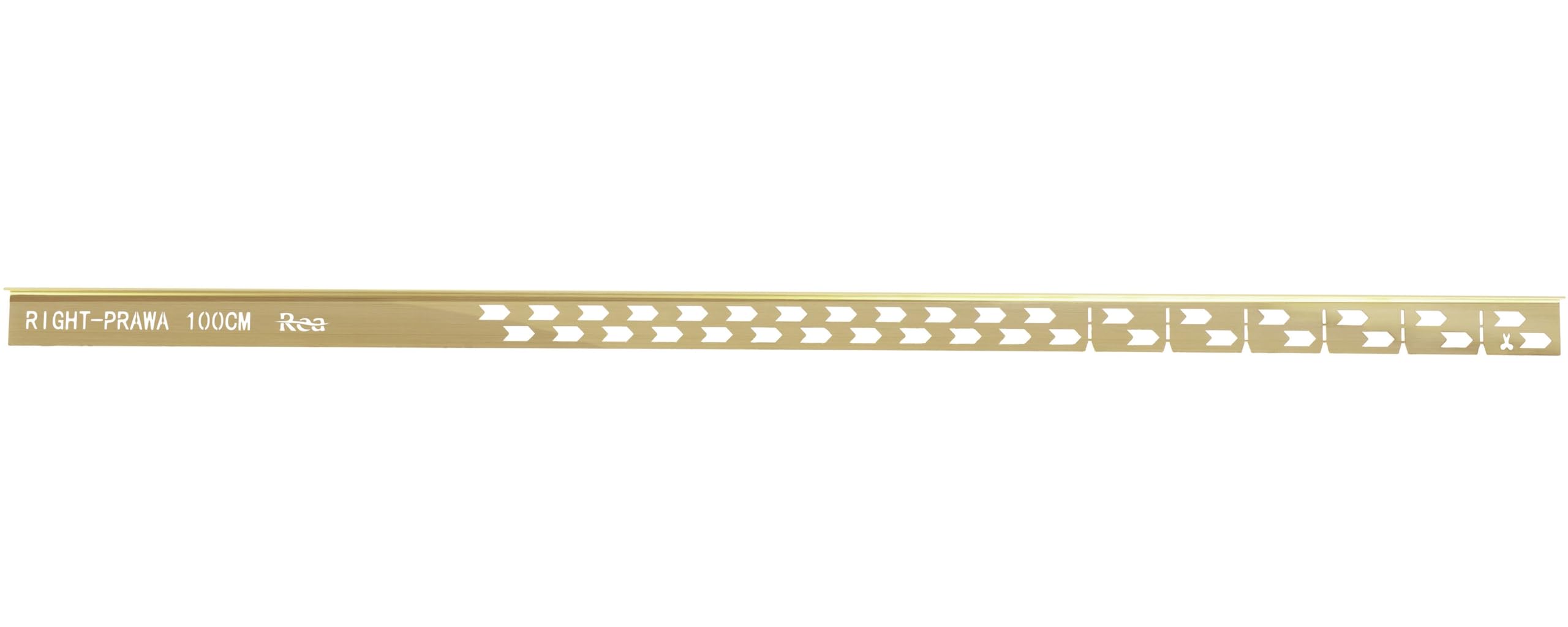 Rea 100cm Prawa Listwa spadkowa do brodzika Złota Szczotkowana, Wykonana z wysokiej jakości metalu - 100X3,7X2,2CM