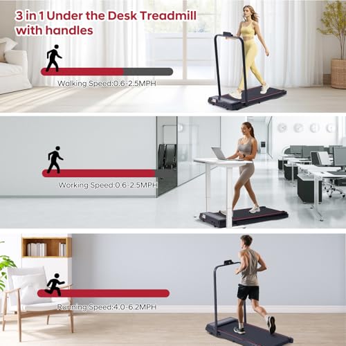 walking pad with handle bar 30hp walking pad treadmill with handles 3 in 1 portable under desk treadmills for home small space foldable folding home treadmill with remote control 300lbs capacity