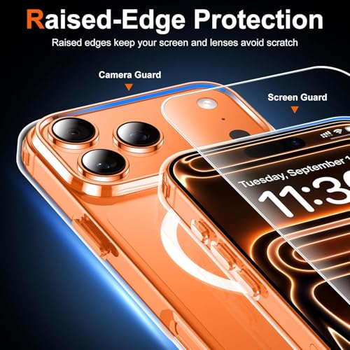 Image of for iPhone 17 Pro Max Case Clear with Screen Protector, Compatible with Magsafe, Anti-Yellowing, Military-Grade Protection, Shockproof Slim Magnetic Phone Case Cover, Transparent