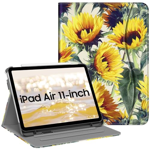 Étui pour iPad Air 11 pouces affichage multi-angle fleuri
