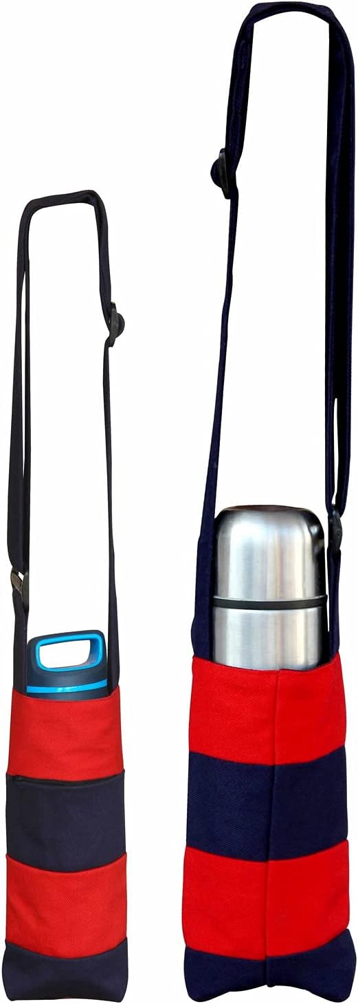 Ryan Cotton Blue & Red Colour Water Bottle Carry Bag