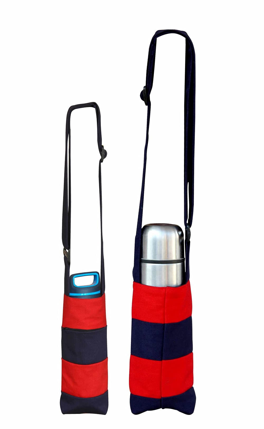 Ryan Cotton Blue & Red Colour Water Bottle Carry Bag
