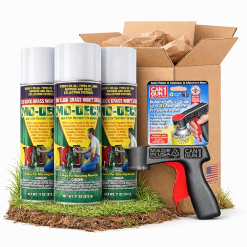 Mo Deck Lawn Mower A Nonstick Spray with CanGun1 – Pressurized Deters Grass & Clipping Buildup Reduces Clumping, Protects Deck from Corrosion, Easy Metal-Safe Spray-On by Flyleaf PRO (3 Cans - 11 oz.)