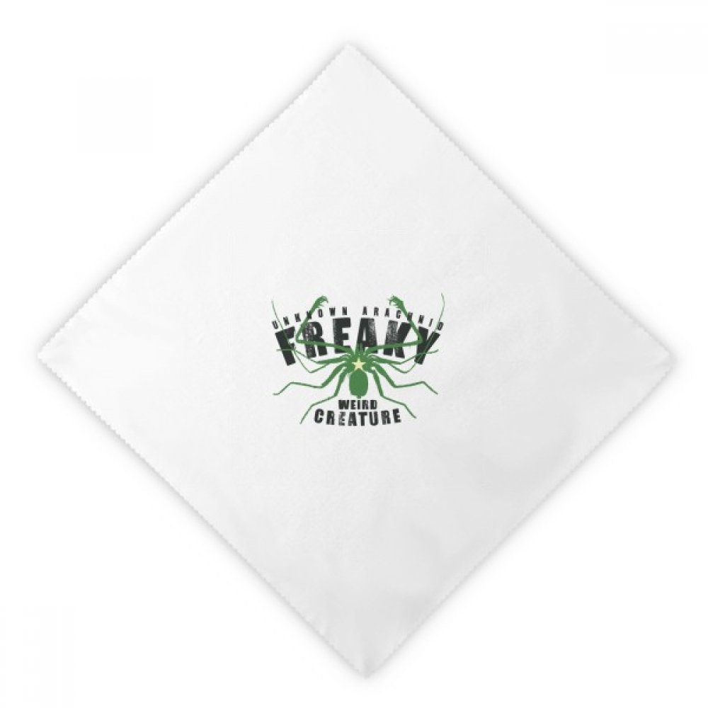 Serviettes en tissu lavables motif araignée verte pour linge de table blanc