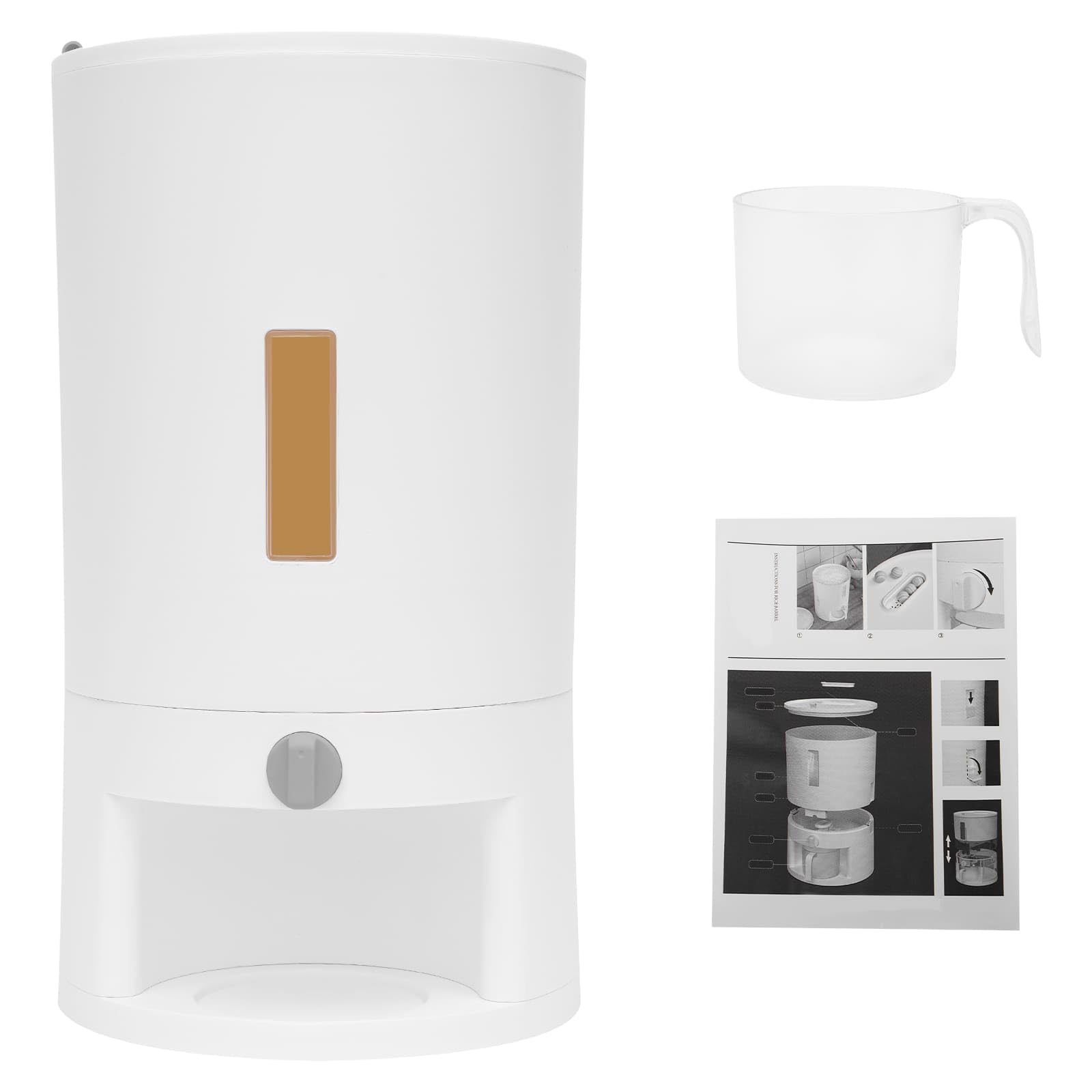 Distributeur de Riz Hermétique 20L, Récipient de Stockage Alimentaire, avec Tasse à Mesurer 500g, Poignée Silicone et Fenêtre de Niveau, Idéal pour Cuisine, Garde-manger et Maison