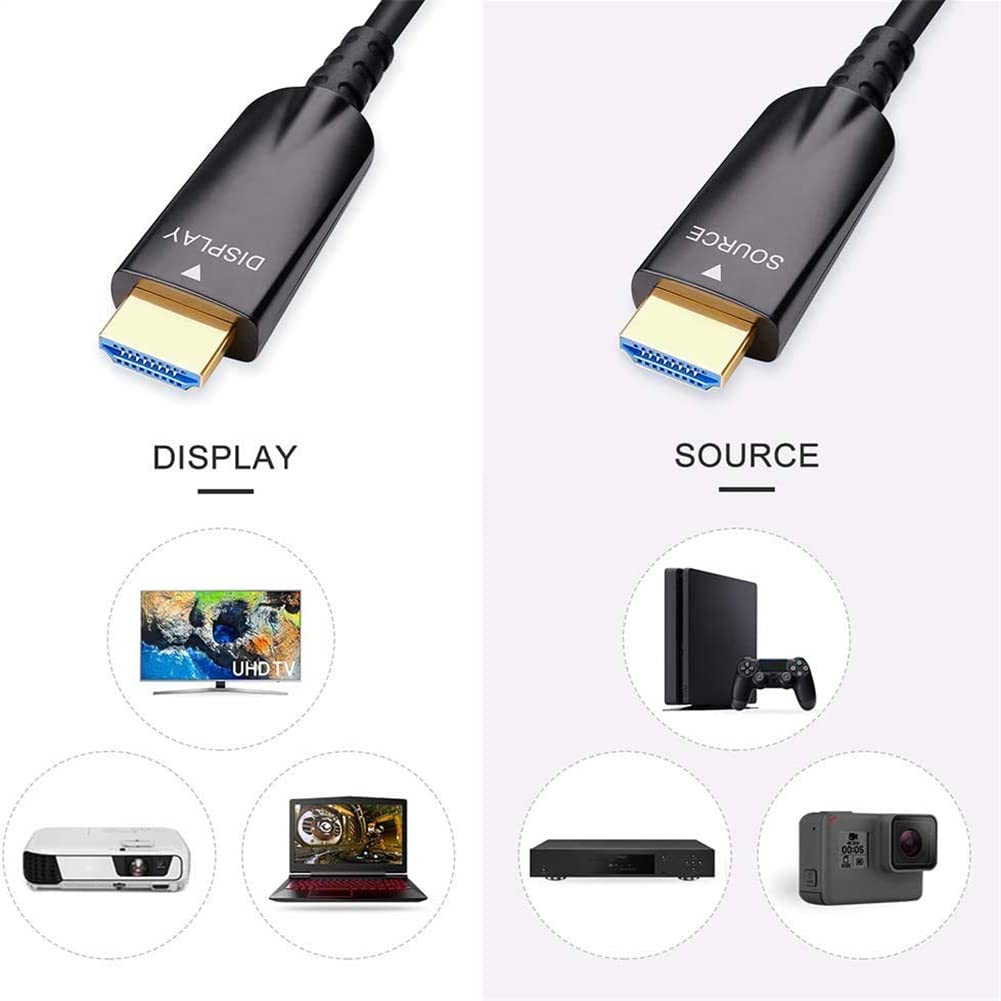 DTech Cavo HDMI in fibra ottica 4K 30Hz 1080p 60Hz HD Video 3D ARC HDCP CEC ad alta velocità per monitor computer proiettore TV (50 piedi, nero)
