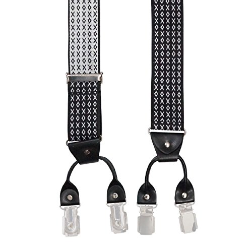 Image of The Tie Hub Tic Tac Toe - Black /White Clip On Suspenders For Men