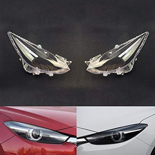 SZSS-CAR A Pair Xenon Car Headlight Cover Replacement for Mazda 3 Axela 2017 2018 2019,Not fit Halogen Headlight,Clear Lens Auto Headlamp Shell Cover