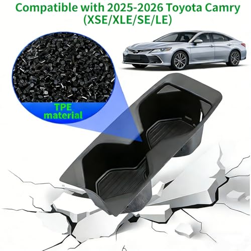 Portavasos negro TPE para Toyota Camry 2025-2026 miniatura 4