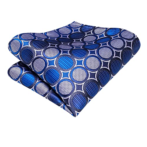 Image of Hi-Tie Silk Ties for Men Plaid Paisley Striped Necktie Pocket Square Cufflinks Set Formal Business