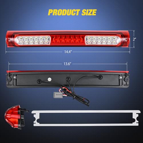 Image of Nilight Third Brake Light for Ford F150 1997-2003 F-150 Heritage 2004, Red