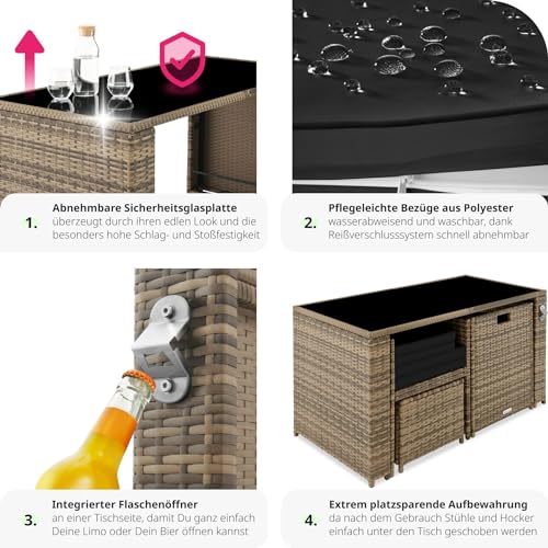 Rattan Gartenmöbel Sitzgruppe von tectake, 5-teiliges Set