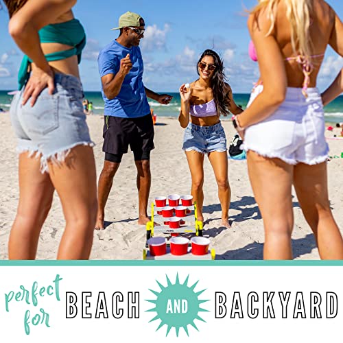 franklin sports stadium cup pong set - jumbo 6 cup pong game set with cups  stand - fun indoor  outdoor tailgate game