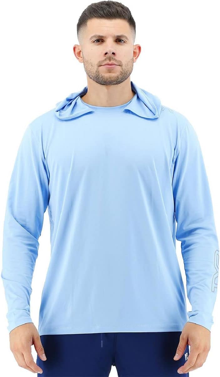 TYR Men's Long Sleeve Sun Protection Performance Hoodie Shirt UPF 50+