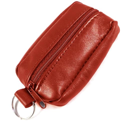 Charmoni - Portefeuille Homme - Porte Monnaie - Multi Poches - Double Zips - en Cuir véritable - pour Homme (1, Brique)