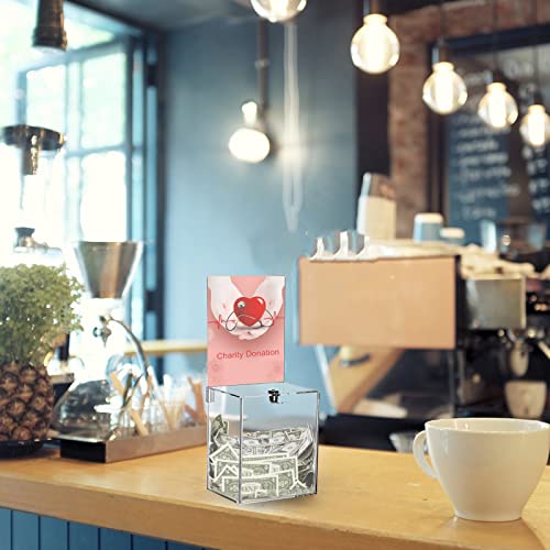 Youeon Tall Acrylic Donation Box With Lock And Sign Holder, 6.7 X 5 X 8 Inches Clear Suggestion Box, Ballot Box, Tip Jar, Ticket Box, Vote Box, Comment Box For Voting, Charity, Suggetstion Collection #TOP5