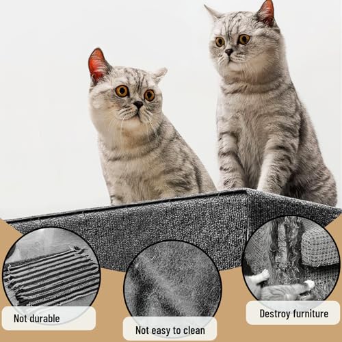Selbstklebend Kratzteppich Katze, dellyy Kratzmatte Selbstklebend Zuschneidbar, Kratzbretter Katze Wand, Katzenkratzbretter, Kratzschutz Sofa Katze (Dunkelgrau, 40×200cm)