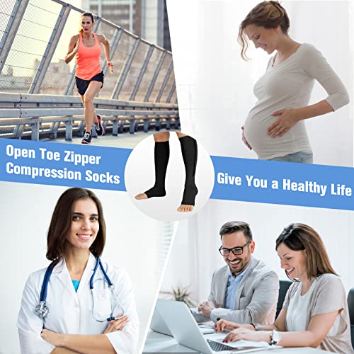 Image of Ktinnead 2 Pairs Zipper Compression Socks for Women Men