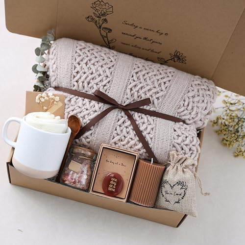 Get Well Soon Gift Baskets for Women - Earth Tone Self Care Package - After Surgery, Sympathy Gifts for Loss of Loved On - Detailed View