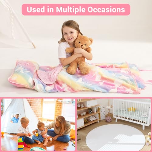 Image of Lasoftan Toddler Nap Mat with Pillow and Blanket, Extra Large Rolled Napping Mats,Slumber Bags for Boys Girls,Kids Sleeping Bag for Daycare, Preschool Travel Camping