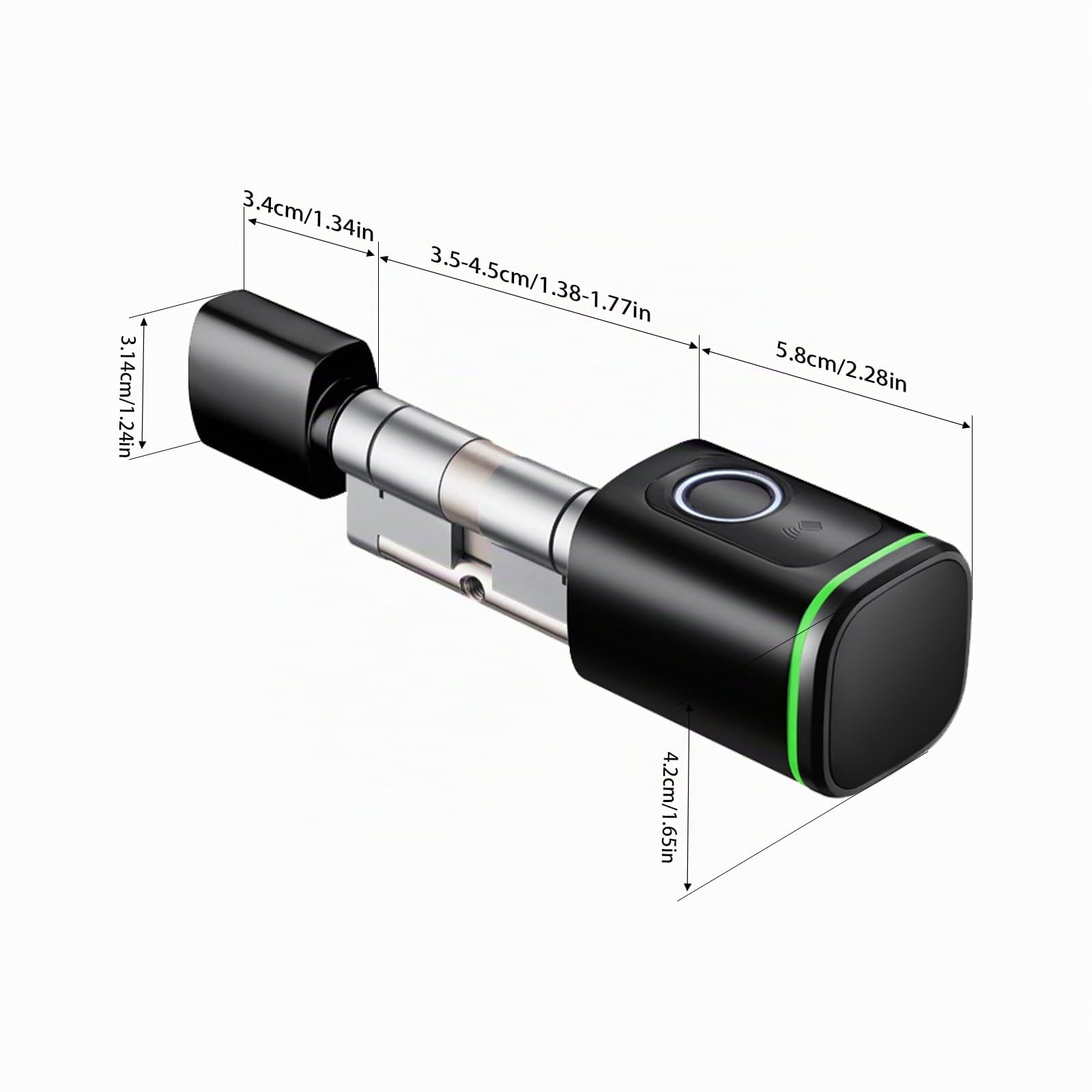 Serrure Connectée, Serrure Biometrique, Quatre modes d'ouverture(empreinte digitale, application, carte clé, clé manuelle), pour une Epaisseur de Porte de 1,38" à 1,77" (noir)