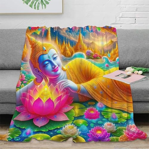 Couverture Bouddha 3D plaid microfibre de luxe doux chaud 180x200