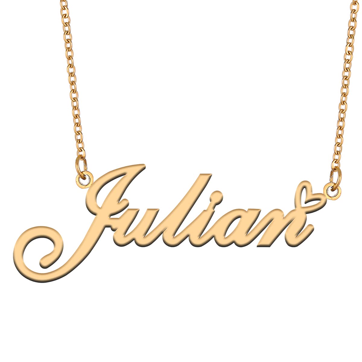 AoloshowPersonalized Heart Name Necklace Gold Custom Any Names Stainless Steel Jewelry for Womens Graduation
