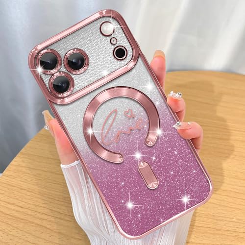 Image of ZIYE Magnetic Case Designed for iPhone 17 Pro Glitter Case-Pink