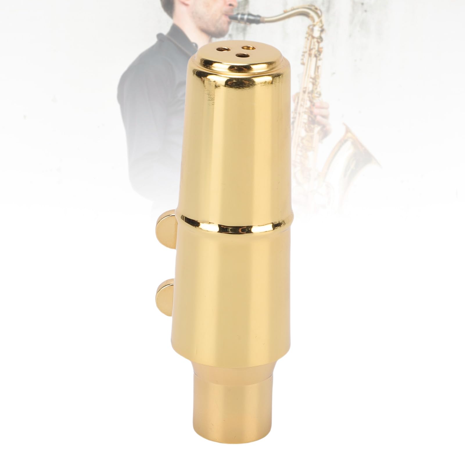 Bocchino per Sassofono Contralto, Bocchino per Sax C6 in Ottone Dorato, Dai Toni Ricchi con Cappuccio e Legatura, Ideale per Sassofono Contralto e Prestazioni Elevate