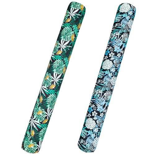 FindUWill 2 Pack Inflatable Swim Pool Noodles - Soft Fabric Covered Large Swim Noodles, Premium Buoyancy for Swimming Floating, Pool Noodles Floats for Adults (Light Blue & Dark Green)