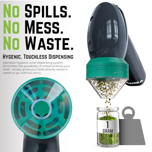 Mamba Electric Herb Grinder – USB Rechargeable Spice Mill, Lightweight 0.75g Gray, Portable All-Plastic Design for One-Handed Use - Image 5