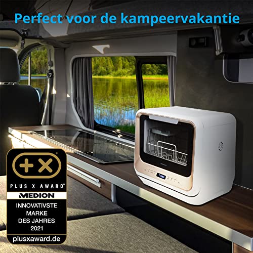 MEDION Mini Afwasmachine, tafelmodel, vaatwasser, 2 couverts, werkt met/zonder wateraansluiting, 6 reinigingsprogramma's, starttijdkeuze, vrijstaand, MD 37217 - Afbeelding 3