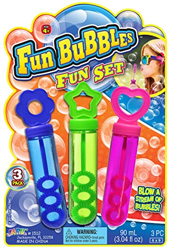 JA-RU Bubbles Fun Pops Bubble Wands Set of 3 (1 Pack) 3 Pops Miracle Bubbles for Kids. Soap Solution Bubble Wand Bulk Toy I Party Favor Pinata Filler in Bulk. I 1512-1A