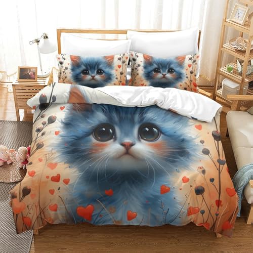 Parure de lit chat 3D Super King 260x220 cm en microfibre - 2