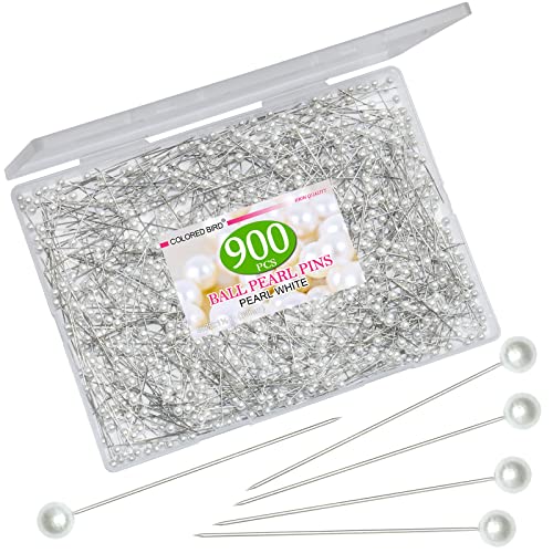 900 Pcs White Round Pearlized Pins，Straight Pins For Sewing Craft Wedding Decorations，1.5-Inch Long #TOP9